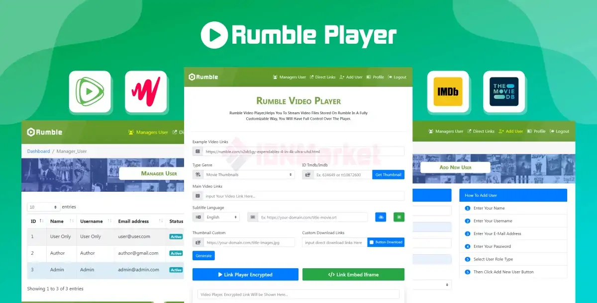 Rumble - Video Player & Direct URL Shortener & Multi Quality Upto 4K