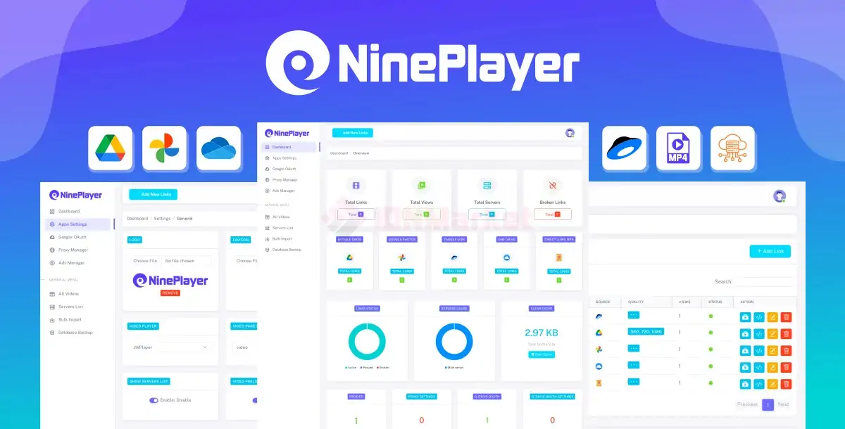 Nineplayer- Video Player Google Drive & LoadBalancer + Yandex Disk HLS Parser